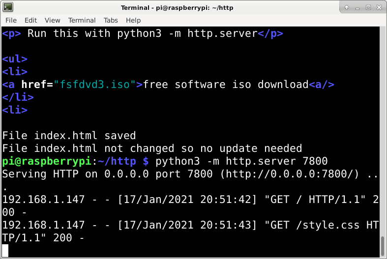 web server on pi